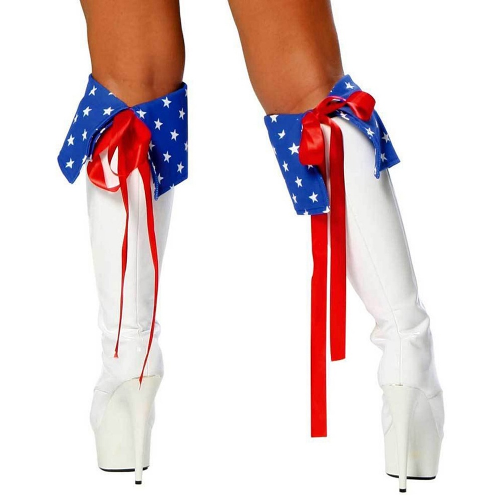 Star Boot Cuff Toppers Patriotic Flag Costume - Picture 2 of 3